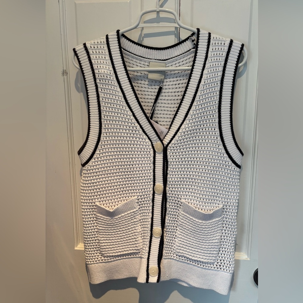 Varley Leilani V-neck open-knit vest NWT